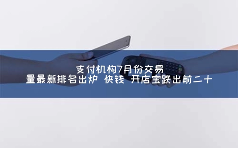 支付机构7月份交易量最新排名出炉 快钱 开店宝跌出前二十